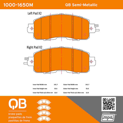 Quality-Built QB Semi-Metallic Brake Pads 1000-1650M