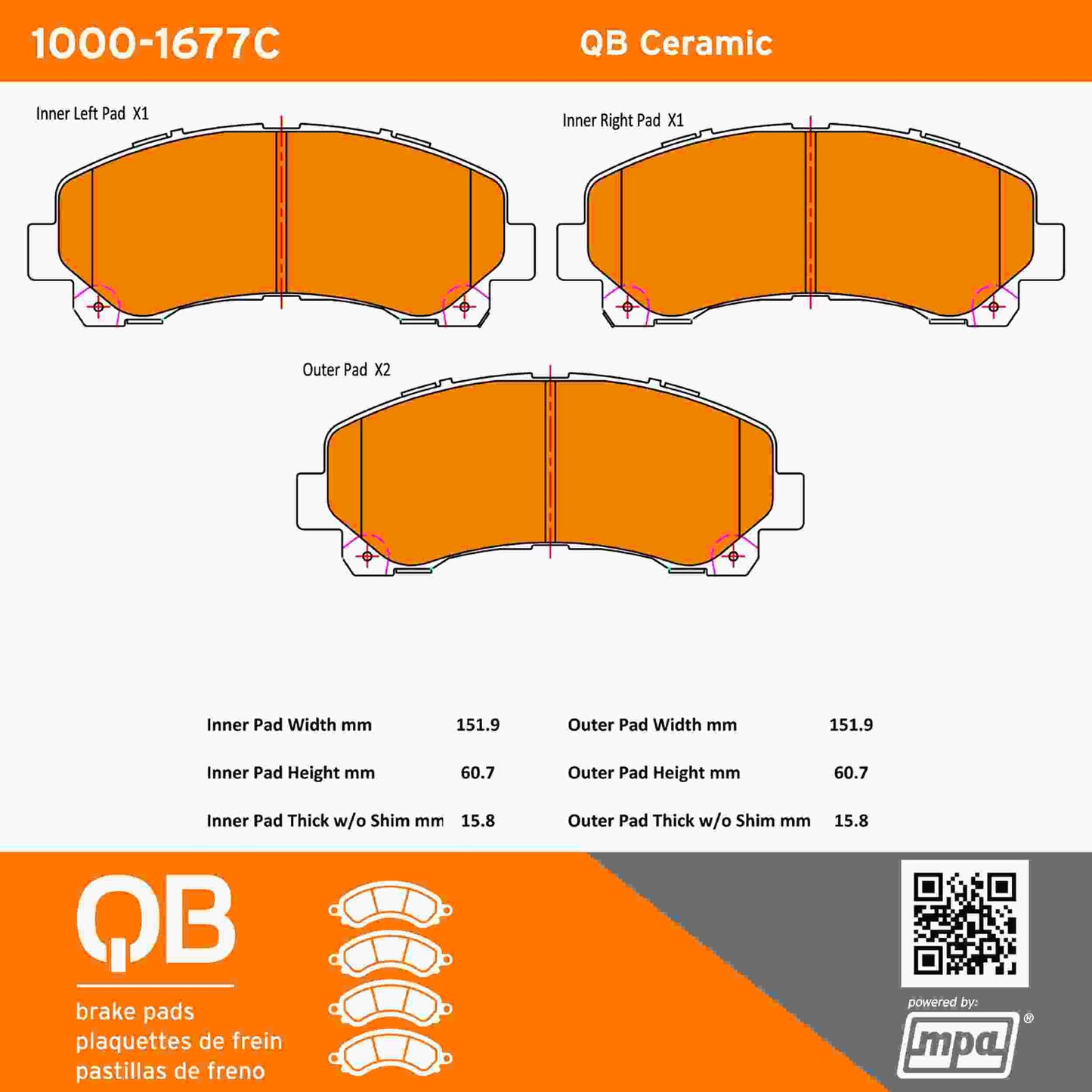 Quality-Built QB Ceramic Brake Pads 1000-1677C