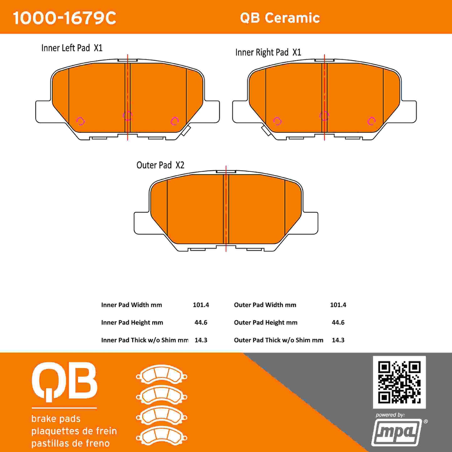 Quality-Built QB Ceramic Brake Pads 1000-1679C
