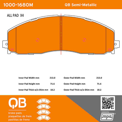Quality-Built QB Semi-Metallic Brake Pads 1000-1680M