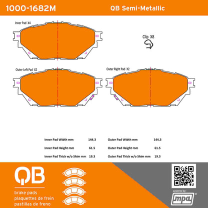 Quality-Built QB Semi-Metallic Brake Pads 1000-1682M