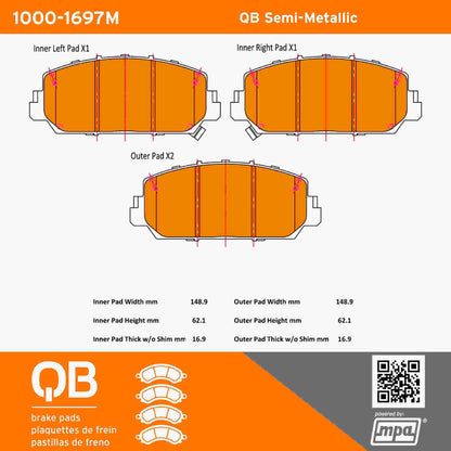 Quality-Built QB Semi-Metallic Brake Pads 1000-1697M