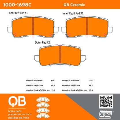 Quality-Built QB Ceramic Brake Pads 1000-1698C