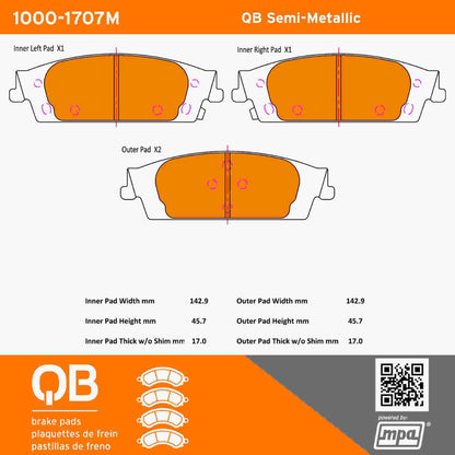 Quality-Built QB Semi-Metallic Brake Pads 1000-1707M