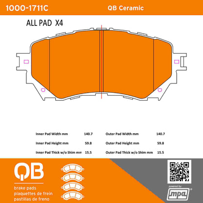 Quality-Built QB Ceramic Brake Pads 1000-1711C