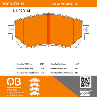Quality-Built QB Semi-Metallic Brake Pads 1000-1711M