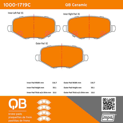 Quality-Built QB Ceramic Brake Pads 1000-1719C