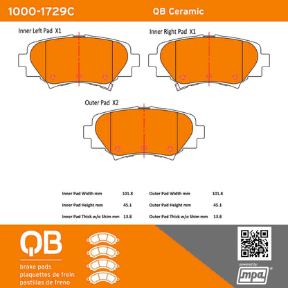 Quality-Built QB Ceramic Brake Pads 1000-1729C