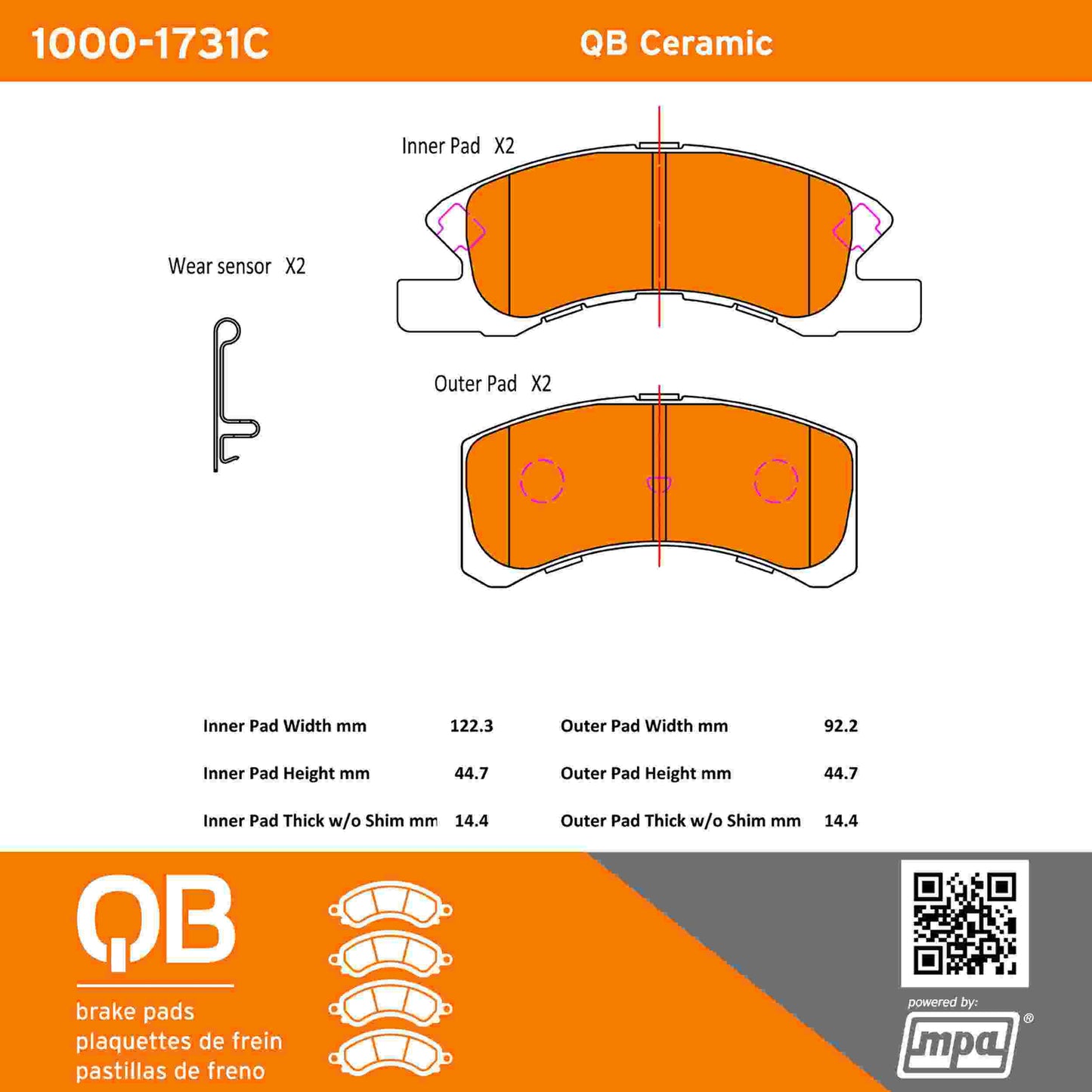 Quality-Built QB Ceramic Brake Pads 1000-1731C