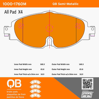 Quality-Built QB Semi-Metallic Brake Pads 1000-1760M