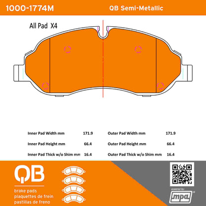 Quality-Built QB Semi-Metallic Brake Pads 1000-1774M