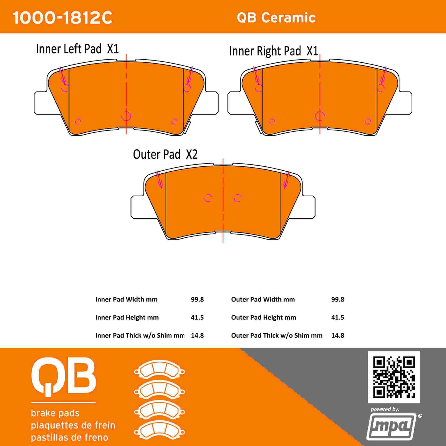 Quality-Built QB Ceramic Brake Pads 1000-1812C