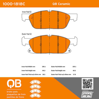 Quality-Built QB Ceramic Brake Pads 1000-1818C