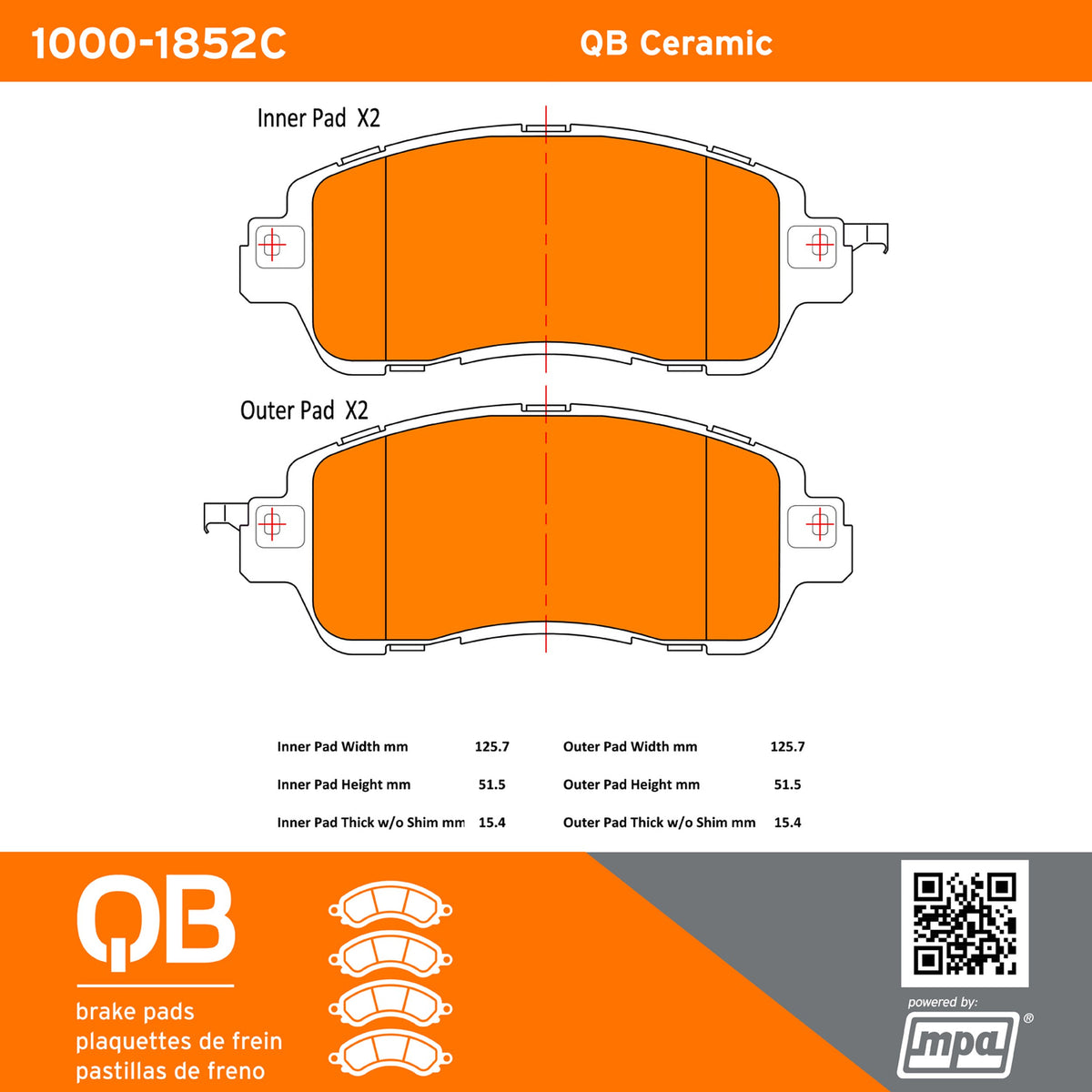 Quality-Built QB Ceramic Brake Pads 1000-1852C