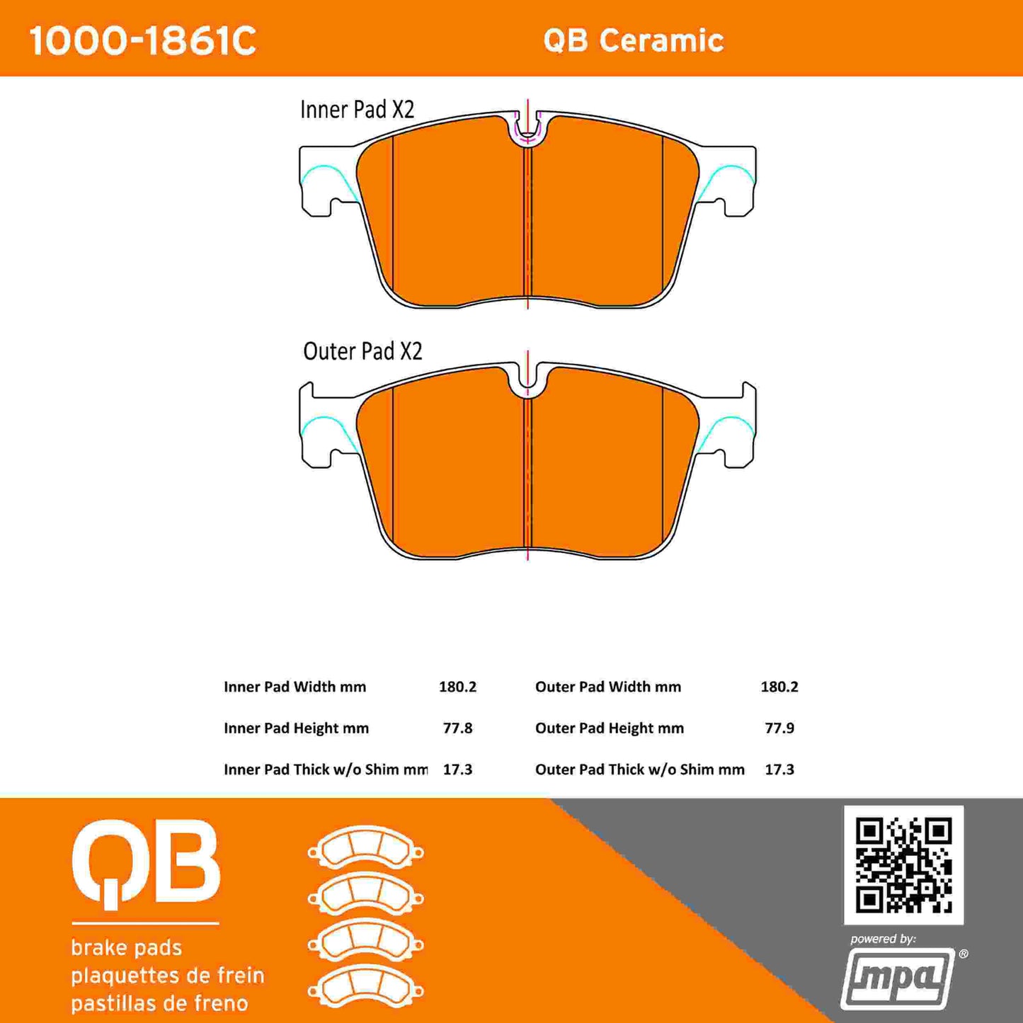 Quality-Built QB Ceramic Brake Pads 1000-1861C