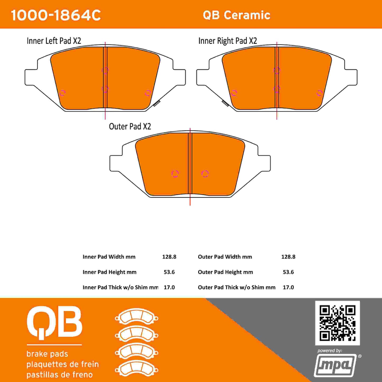 Quality-Built QB Ceramic Brake Pads 1000-1864C