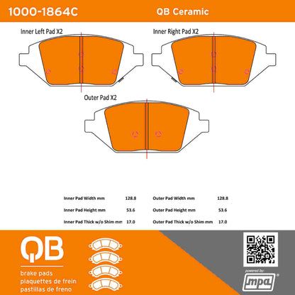 Quality-Built QB Ceramic Brake Pads 1000-1864C