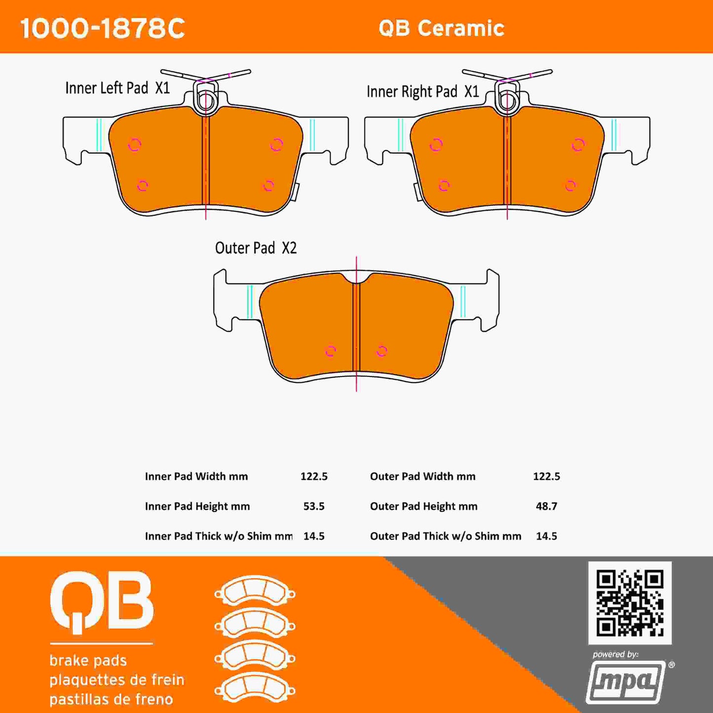 Quality-Built QB Ceramic Brake Pads 1000-1878C