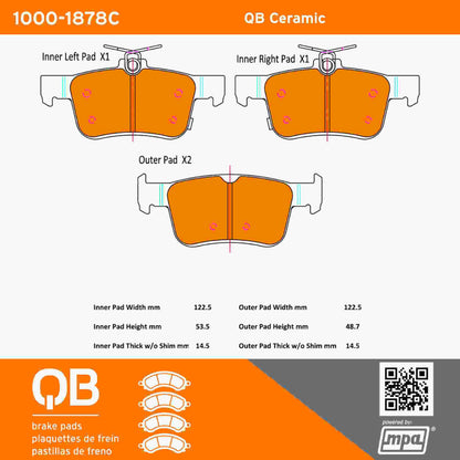 Quality-Built QB Ceramic Brake Pads 1000-1878C