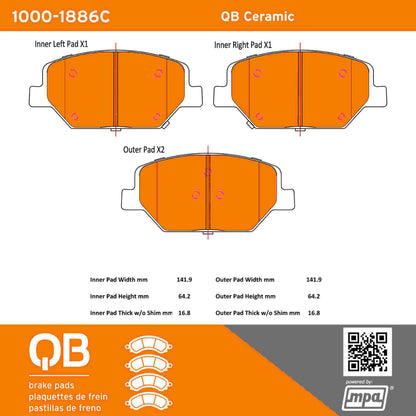 Quality-Built QB Ceramic Brake Pads 1000-1886C