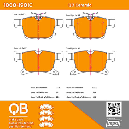 Quality-Built QB Ceramic Brake Pads 1000-1901C