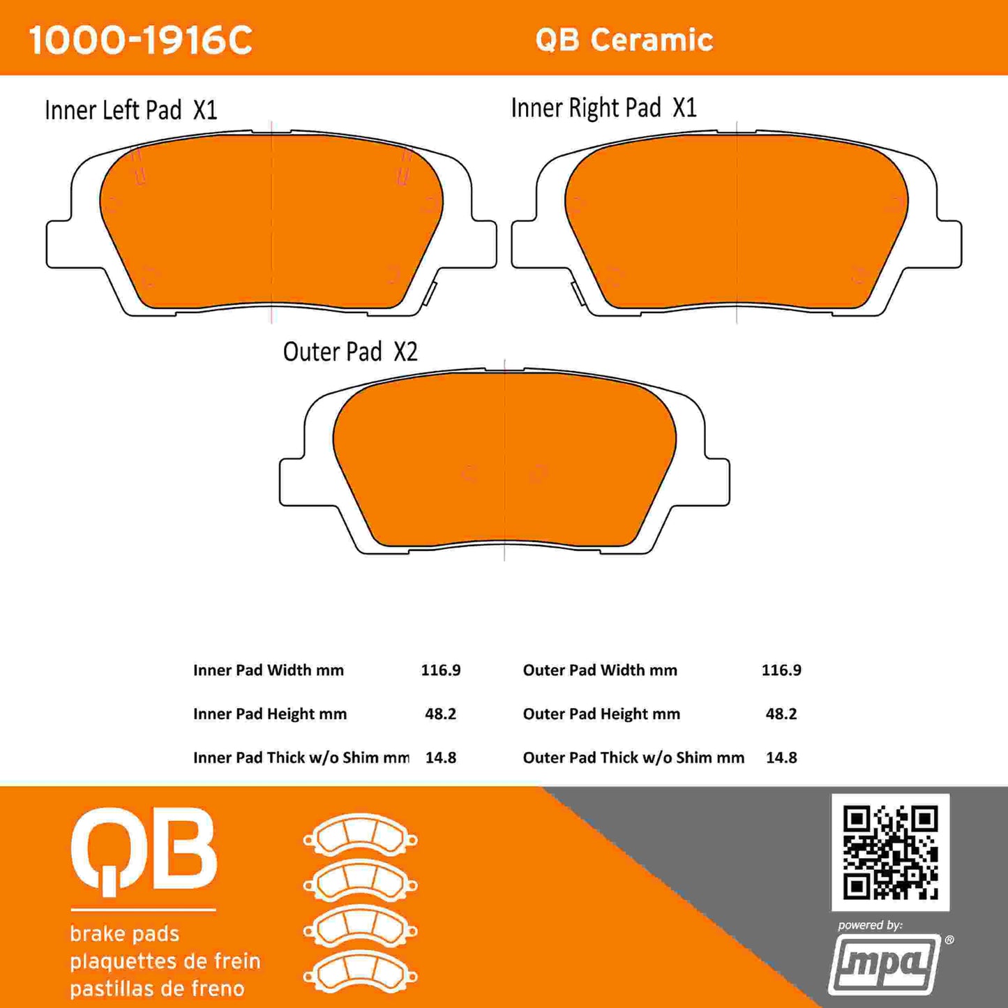 Quality-Built QB Ceramic Brake Pads 1000-1916C