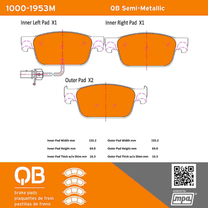 Quality-Built QB Semi-Metallic Brake Pads 1000-1953M