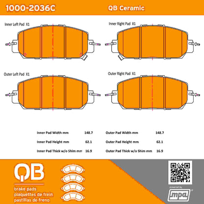 Quality-Built QB Ceramic Brake Pads 1000-2036C
