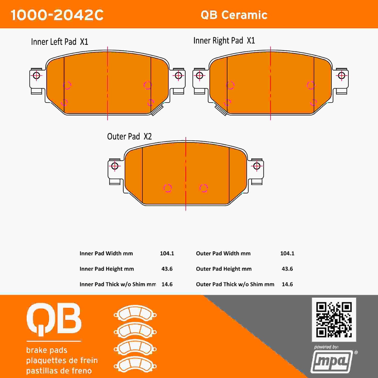 Quality-Built QB Ceramic Brake Pads 1000-2042C