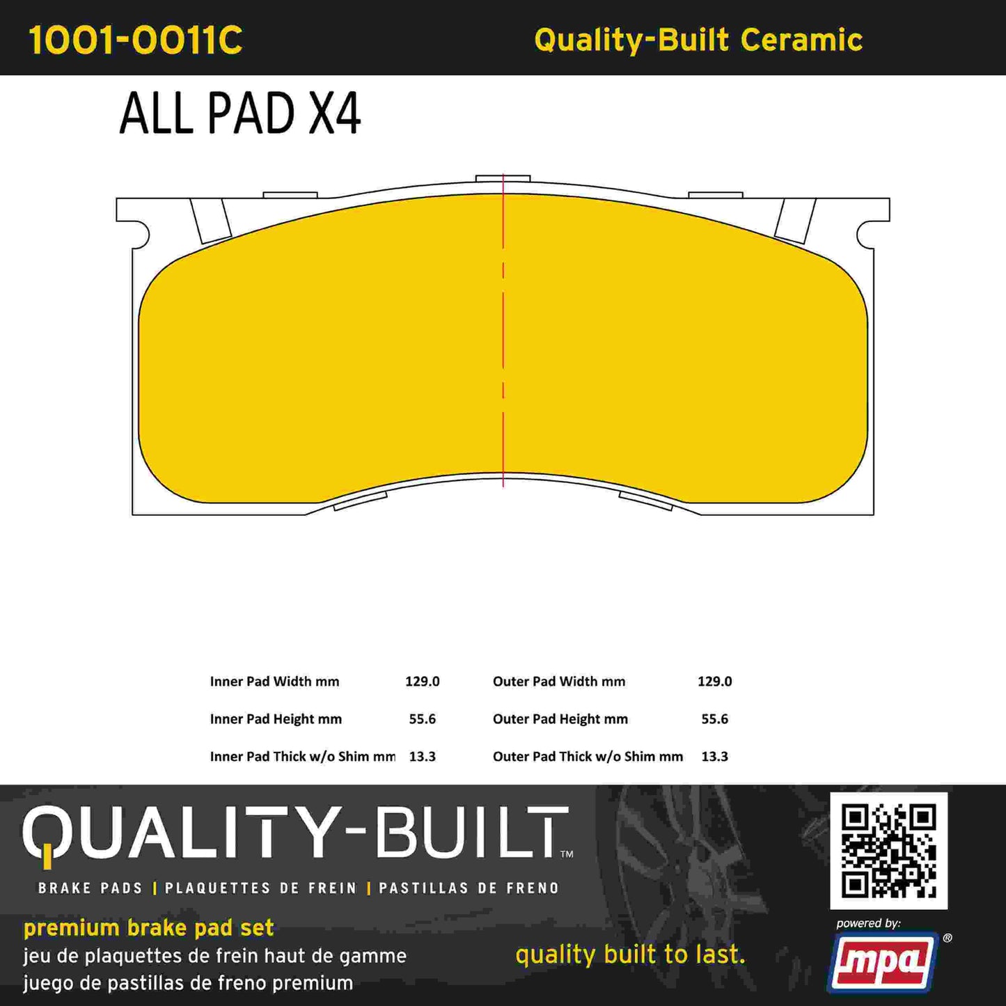 Quality-Built Quality-Built Premium Ceramic Brake Pads 1001-0011C