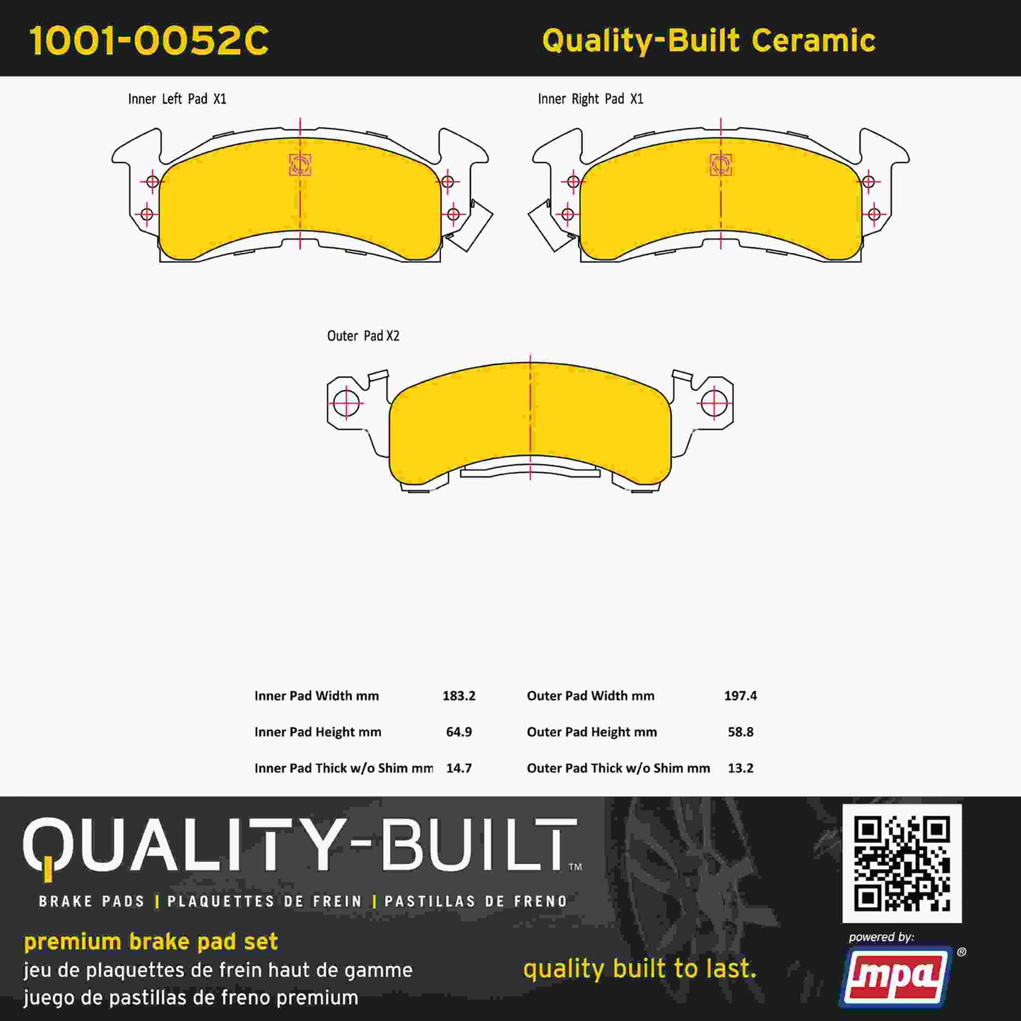Quality-Built Quality-Built Premium Ceramic Brake Pads w/ Hardware 1001-0052C