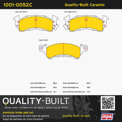 Quality-Built Quality-Built Premium Ceramic Brake Pads w/ Hardware 1001-0052C