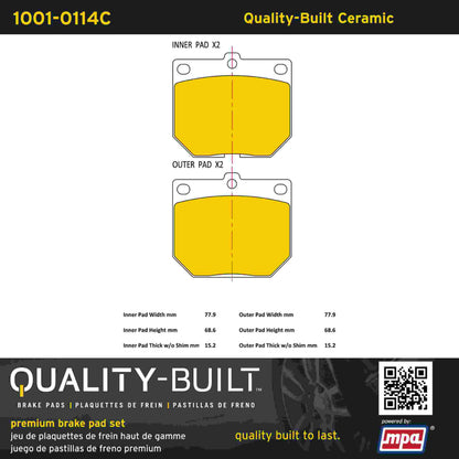 Quality-Built Quality-Built Premium Ceramic Brake Pads w/ Hardware 1001-0114C