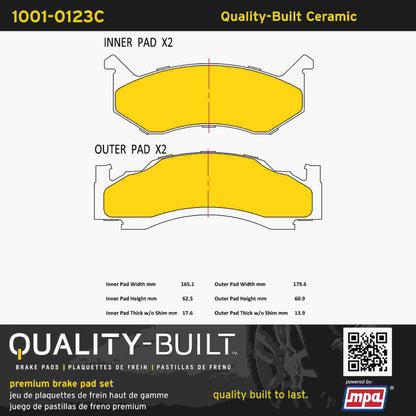 Quality-Built Quality-Built Premium Ceramic Brake Pads w/ Hardware 1001-0123C