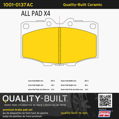 Quality-Built Quality-Built Premium Ceramic Brake Pads w/ Hardware 1001-0137AC