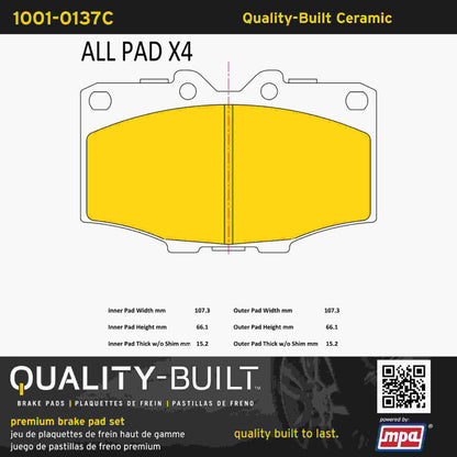 Quality-Built Quality-Built Premium Ceramic Brake Pads w/ Hardware 1001-0137C