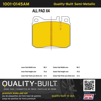 Quality-Built Quality-Built Premium Semi-Metallic Brake Pads 1001-0145AM