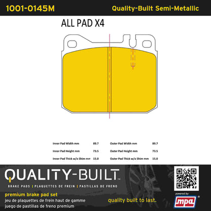 Quality-Built Quality-Built Premium Semi-Metallic Brake Pads 1001-0145M