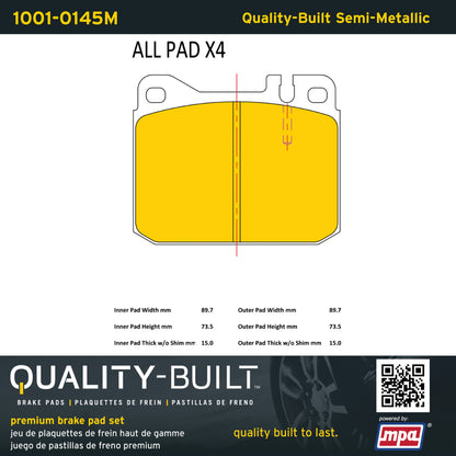 Quality-Built Quality-Built Premium Semi-Metallic Brake Pads 1001-0145M