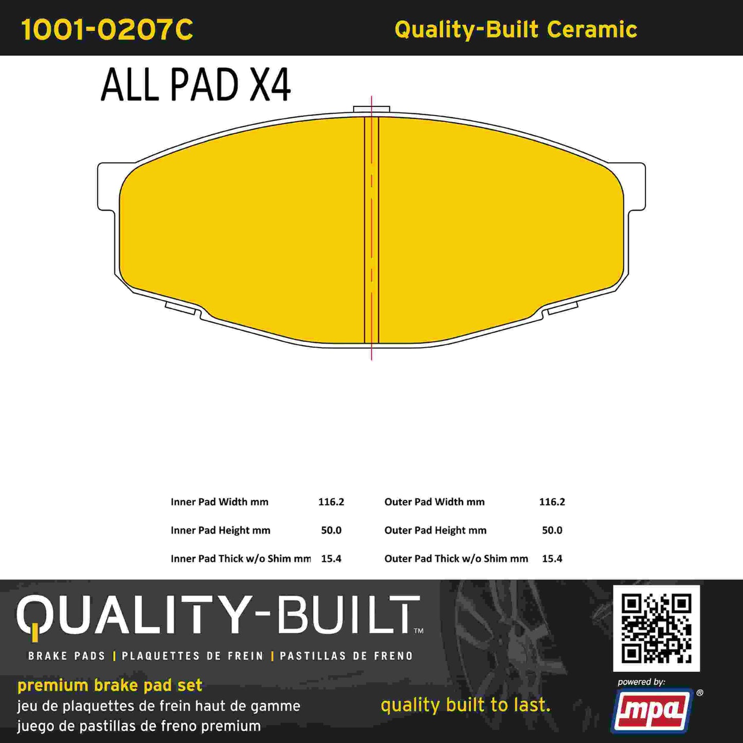 Quality-Built Quality-Built Premium Ceramic Brake Pads w/ Hardware 1001-0207C