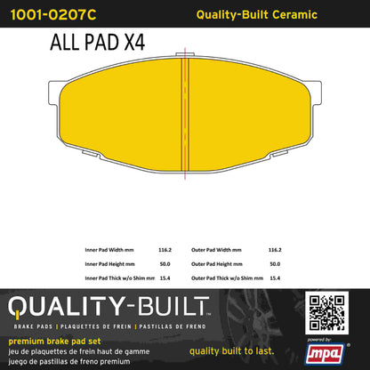 Quality-Built Quality-Built Premium Ceramic Brake Pads w/ Hardware 1001-0207C