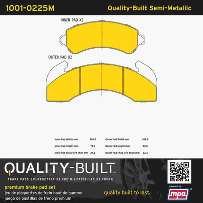 Quality-Built Quality-Built Premium Semi-Metallic Brake Pads 1001-0225M