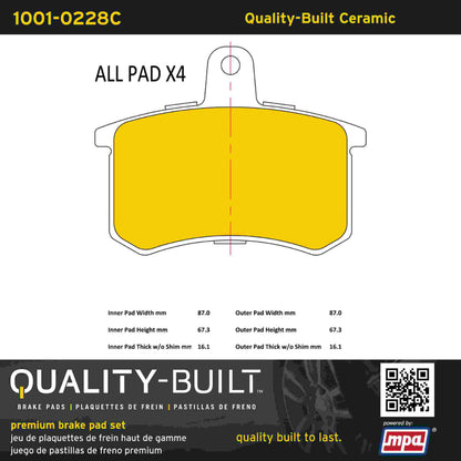Quality-Built Quality-Built Premium Ceramic Brake Pads w/ Hardware 1001-0228C