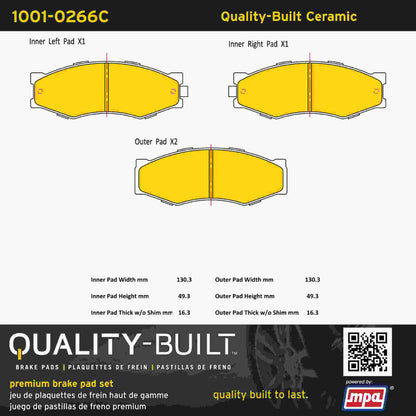 Quality-Built Quality-Built Premium Ceramic Brake Pads w/ Hardware 1001-0266C