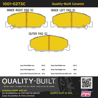 Quality-Built Quality-Built Premium Ceramic Brake Pads w/ Hardware 1001-0273C