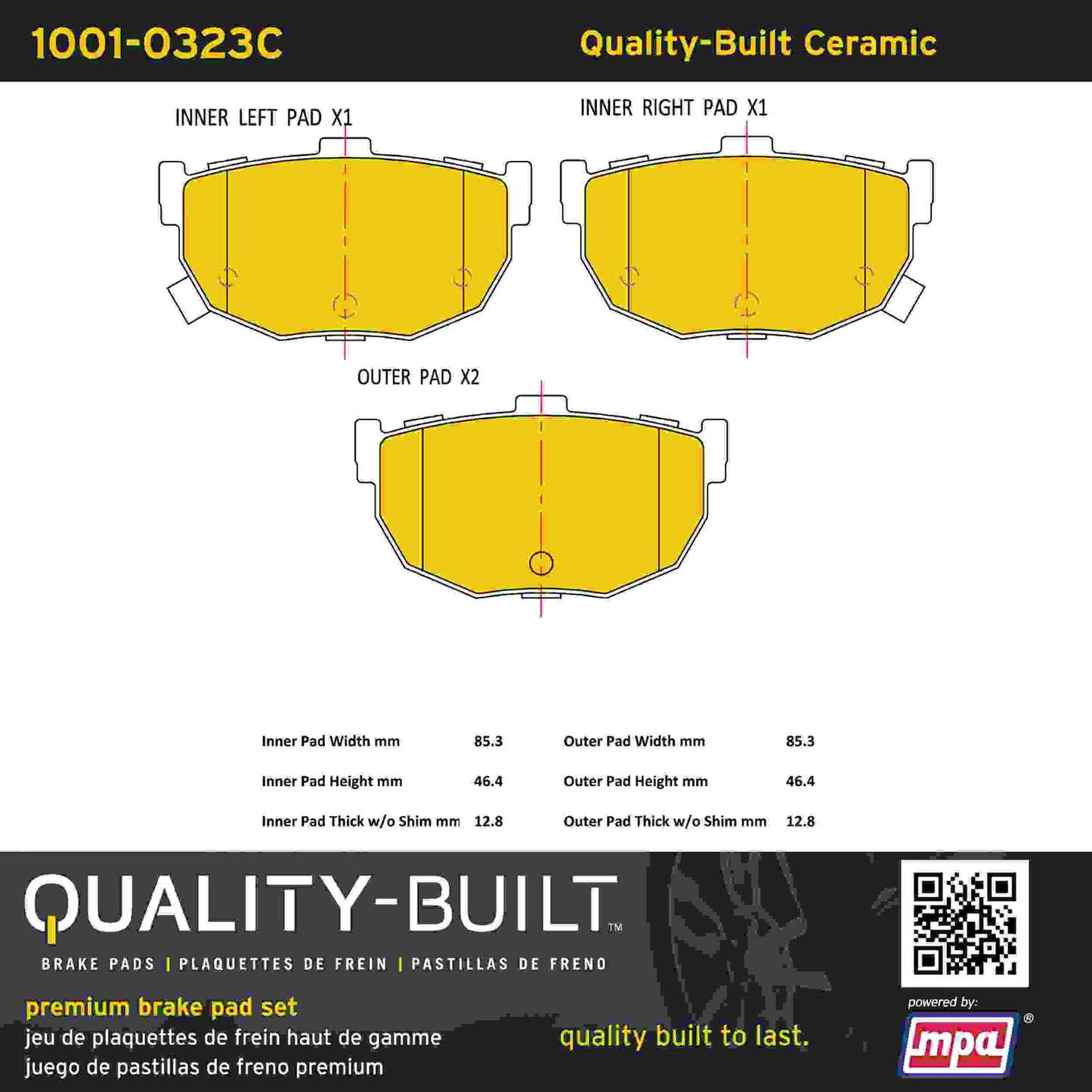 Quality-Built Quality-Built Premium Ceramic Brake Pads w/ Hardware 1001-0323C