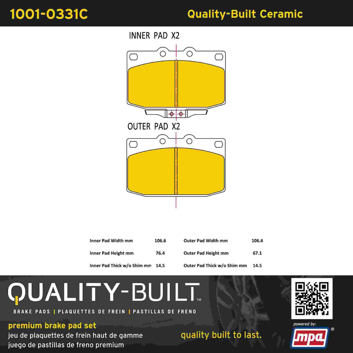 Quality-Built Quality-Built Premium Ceramic Brake Pads 1001-0331C