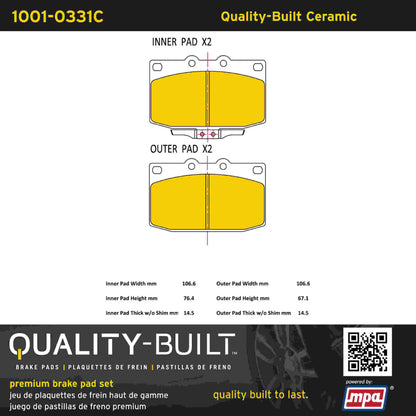 Quality-Built Quality-Built Premium Ceramic Brake Pads 1001-0331C