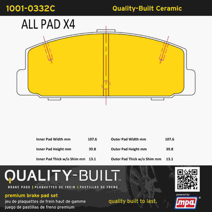 Quality-Built Quality-Built Premium Ceramic Brake Pads w/ Hardware 1001-0332C