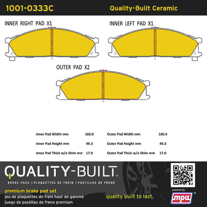 Quality-Built Quality-Built Premium Ceramic Brake Pads w/ Hardware 1001-0333C